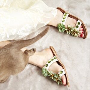 Tory Burch Sydney Beaded Leather Sandals